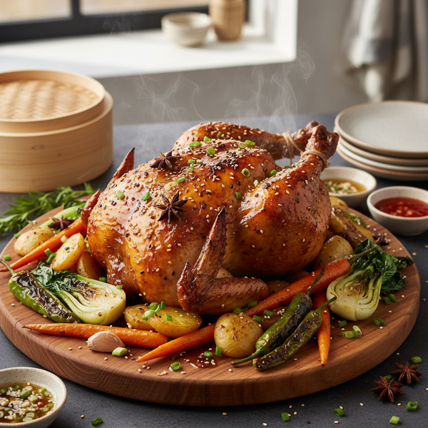 Savory Asian-Style Roast Chicken recipe