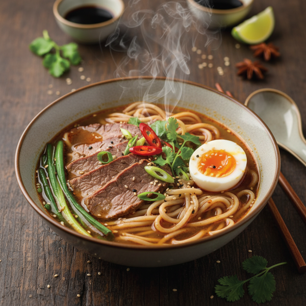 Savory Asian Beef Noodle Soup recipe