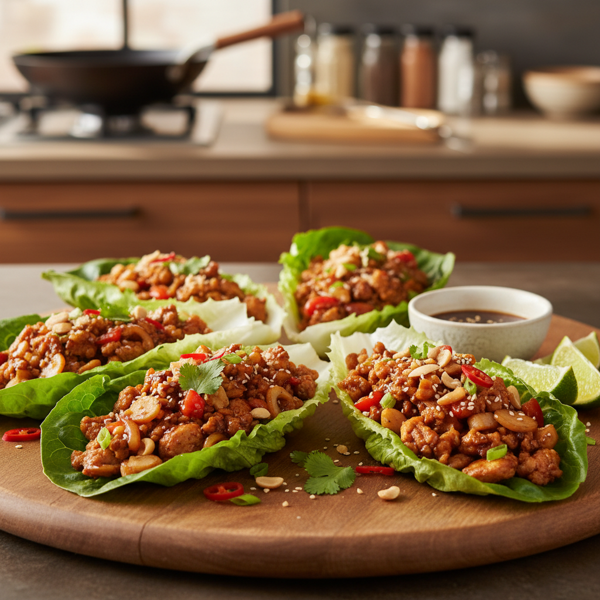 Savory Asian Chicken Lettuce Wraps recipe