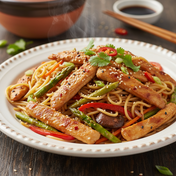 Savory Asian Chicken & Angel Hair Stir-Fry recipe