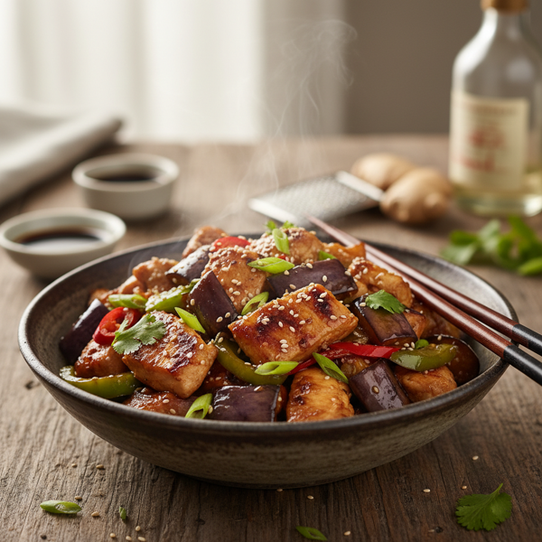 Savory Asian Chicken & Eggplant Stir-Fry recipe