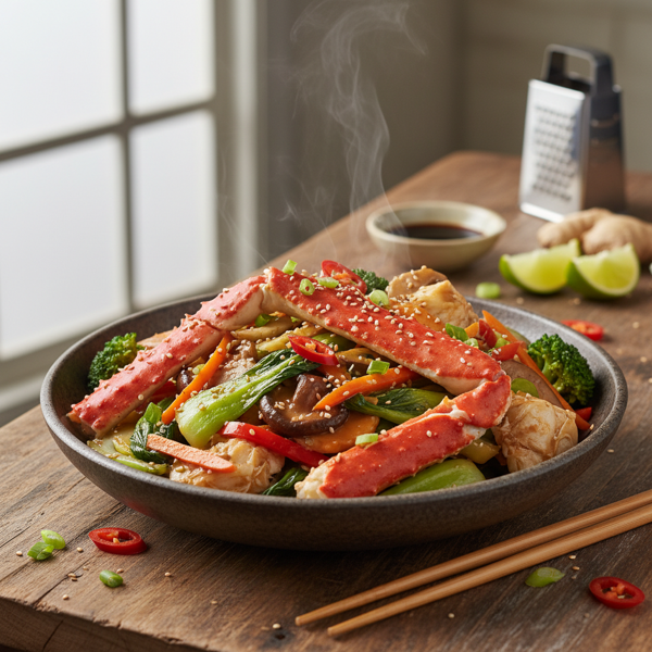 Savory Asian Crab & Vegetable Stir-Fry recipe