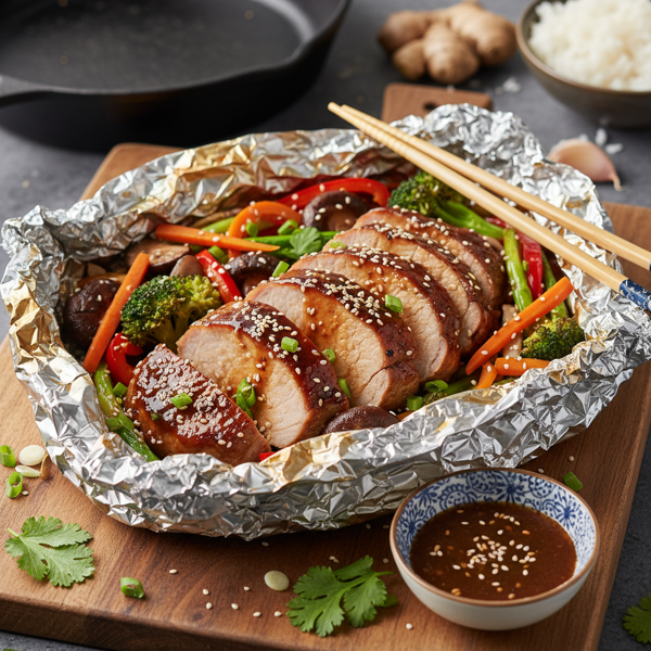 Savory Asian Glazed Pork Tenderloin Foil Packs recipe