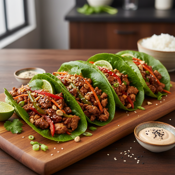 Savory Asian Turkey Lettuce Tacos recipe