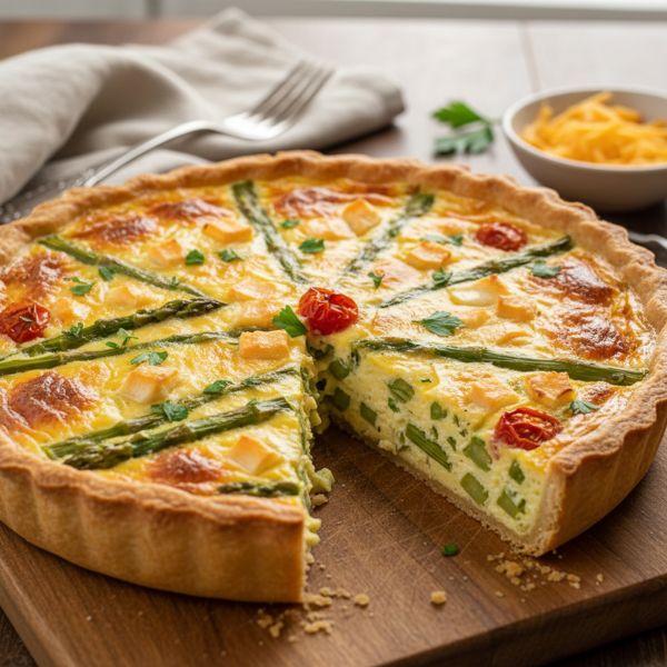 Savory Asparagus and Cheddar Quiche recipe