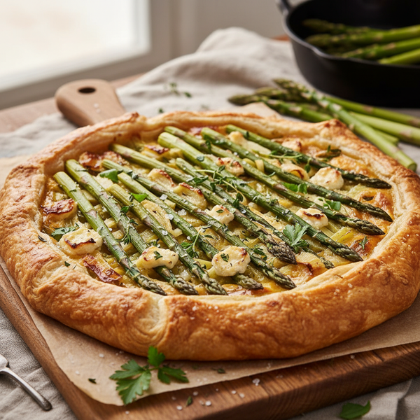 Savory Asparagus and Leek Tart recipe