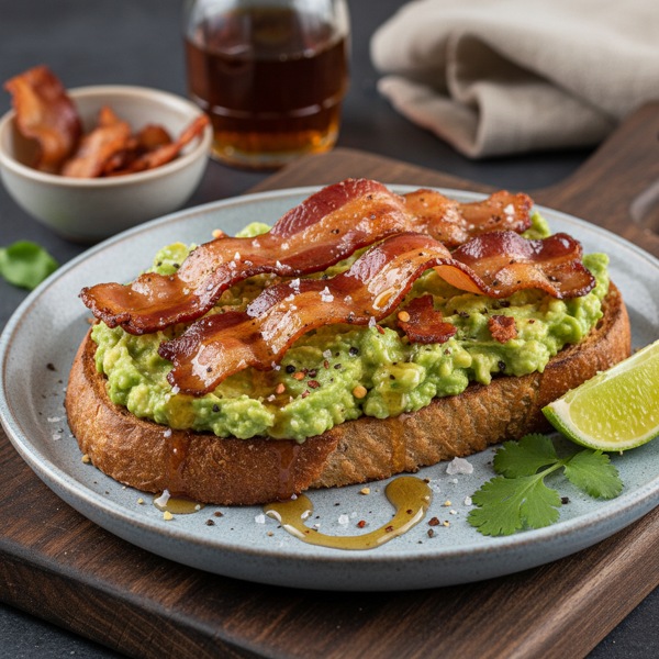 Savory Avocado Toast with Crispy Bacon and Maple Drizzle recipe