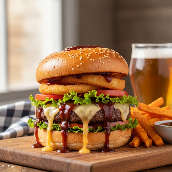 Savory BBQ Cheddar Burgers recipe