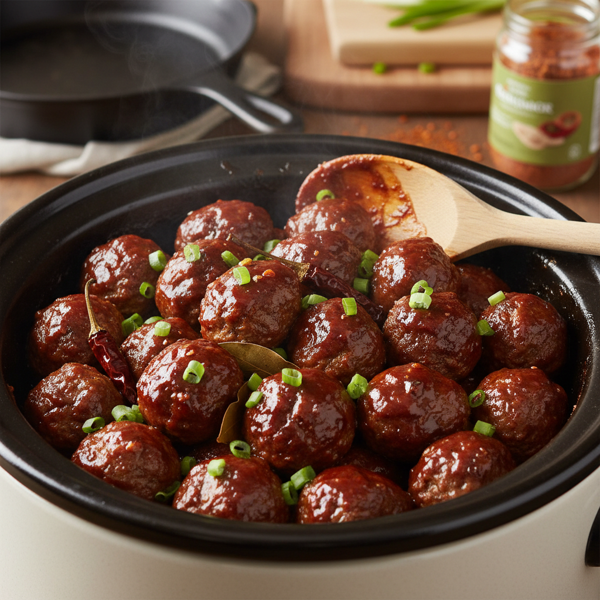 Savory BBQ Glazed Meatballs in the Crock Pot recipe