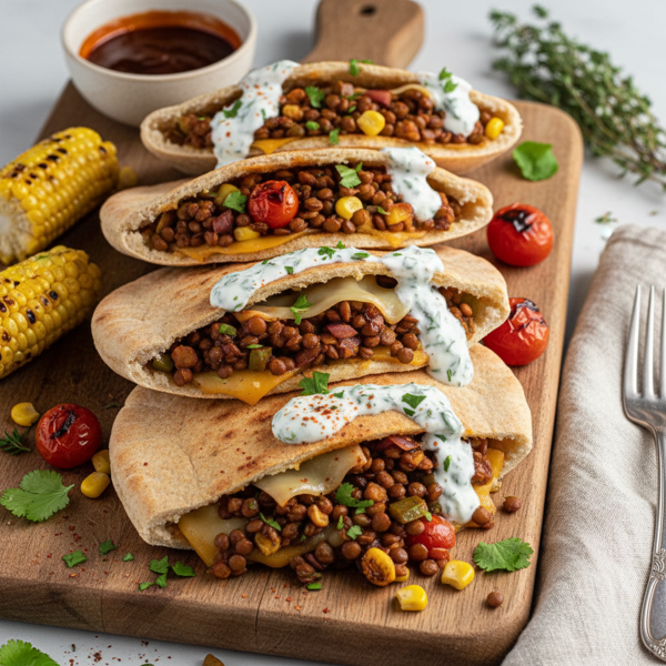 Savory BBQ Lentil Pita Pockets recipe