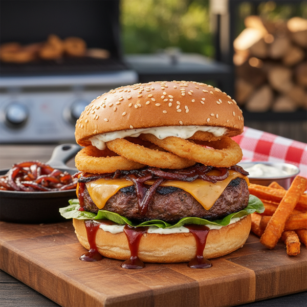 Savory BBQ Onion-Infused Hamburgers recipe