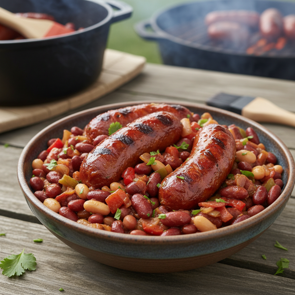 Savory BBQ Sausage and Bean Medley recipe