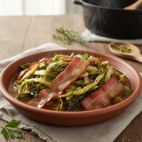 Savory Bacon-Braised Savoy Cabbage Delight recipe