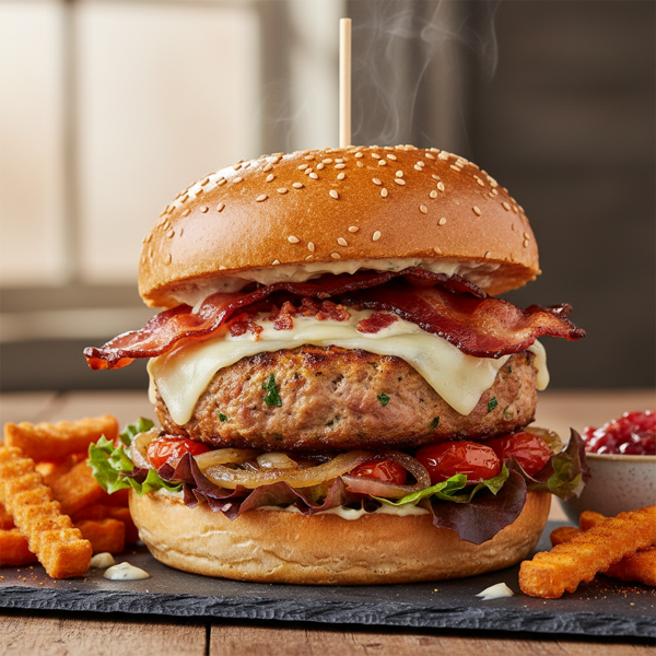 Savory Bacon-Infused Turkey Burgers recipe
