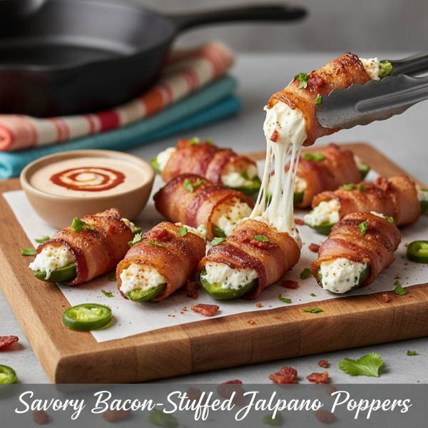 Savory Bacon-Stuffed Jalapeno Poppers recipe