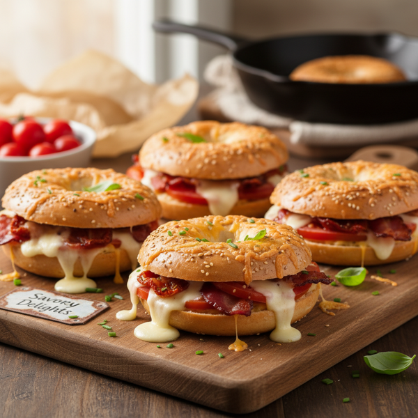 Savory Bacon-Tomato Bagel Melts recipe