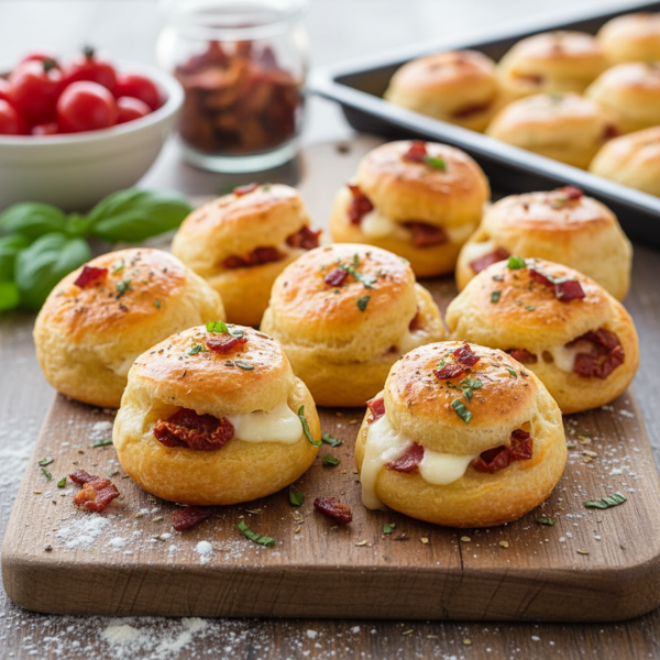 Savory Bacon-Tomato Pizza Puffs recipe