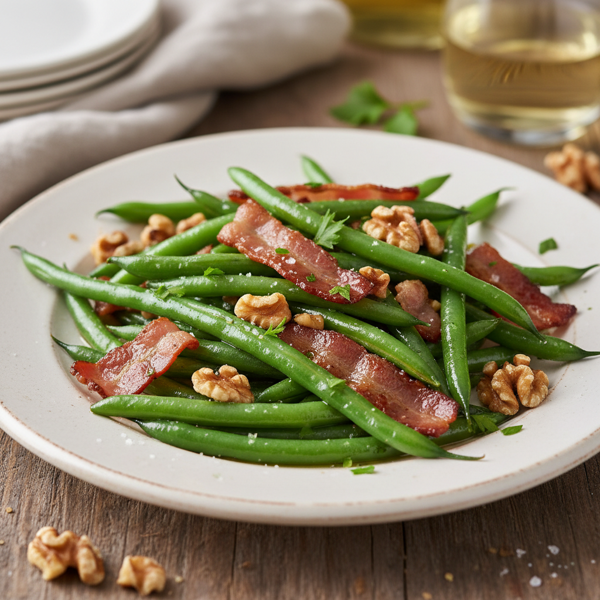 Savory Bacon-Walnut Sautéed Green Beans recipe