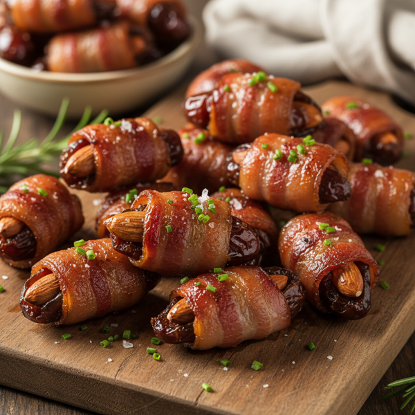 Savory Bacon-Wrapped Almond-Stuffed Dates recipe