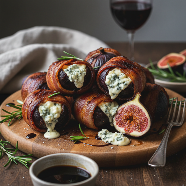 Savory Bacon-Wrapped Blue Cheese-Stuffed Figs recipe