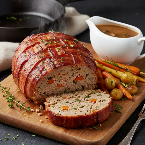 Savory Bacon-Wrapped Pork Meatloaf recipe