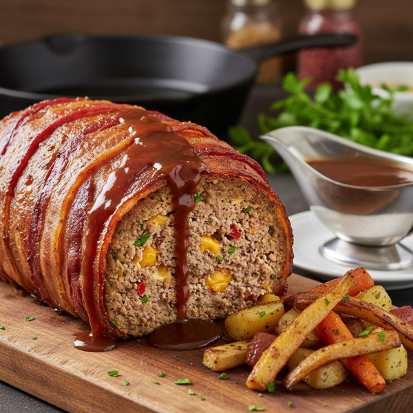 Savory Bacon-Wrapped Sausage Meatloaf Extravaganza recipe
