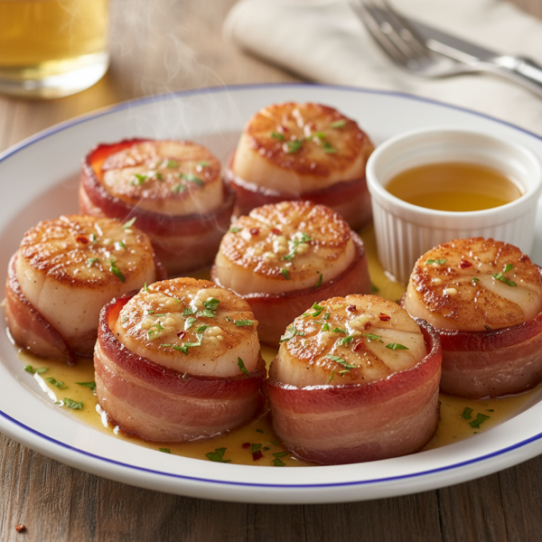 Savory Bacon-Wrapped Scallops with Garlic Butter Glaze recipe
