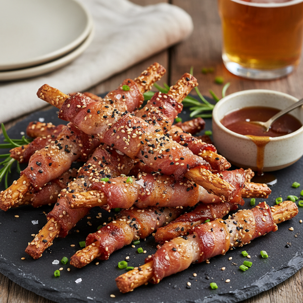 Savory Bacon-Wrapped Sesame Sticks recipe