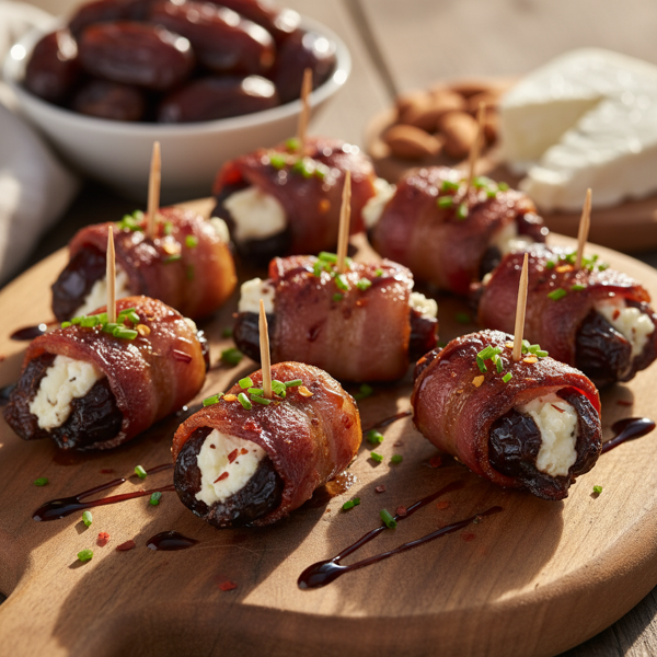 Savory Bacon-Wrapped Stuffed Dates recipe