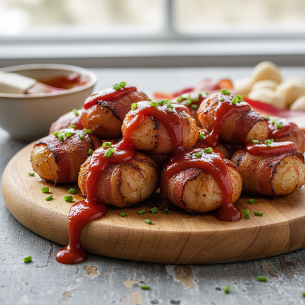 Savory Bacon-Wrapped Water Chestnuts with Tangy Ketchup Glaze recipe