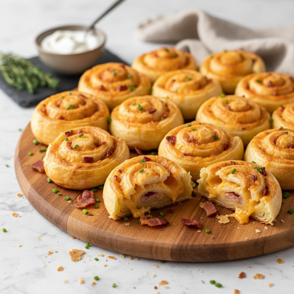 Savory Bacon Cheddar Pinwheel Bites recipe