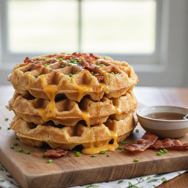 Savory Bacon Cheddar Waffles recipe