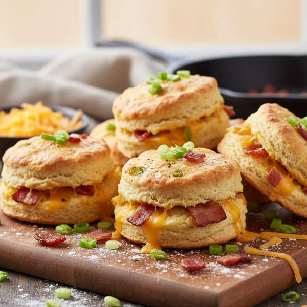 Savory Bacon, Cheddar, and Green Onion Biscuits recipe