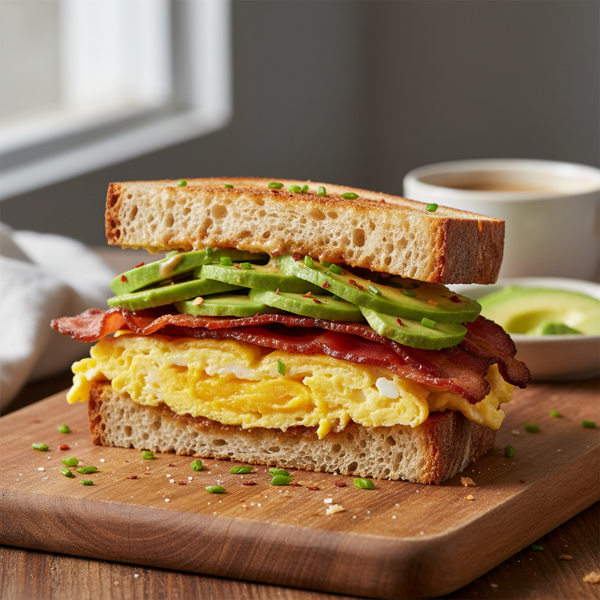 Savory Bacon, Egg & Avocado Delight Sandwich recipe
