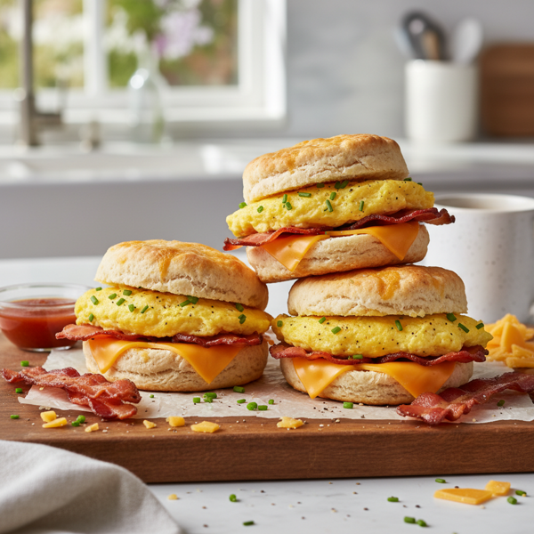 Savory Bacon, Egg & Cheddar Biscuit Sandwiches recipe