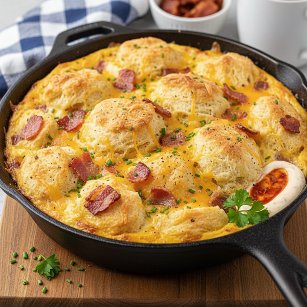 Savory Bacon, Egg & Cheese Breakfast Biscuit Casserole recipe