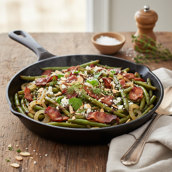 Savory Bacon Green Beans Medley recipe