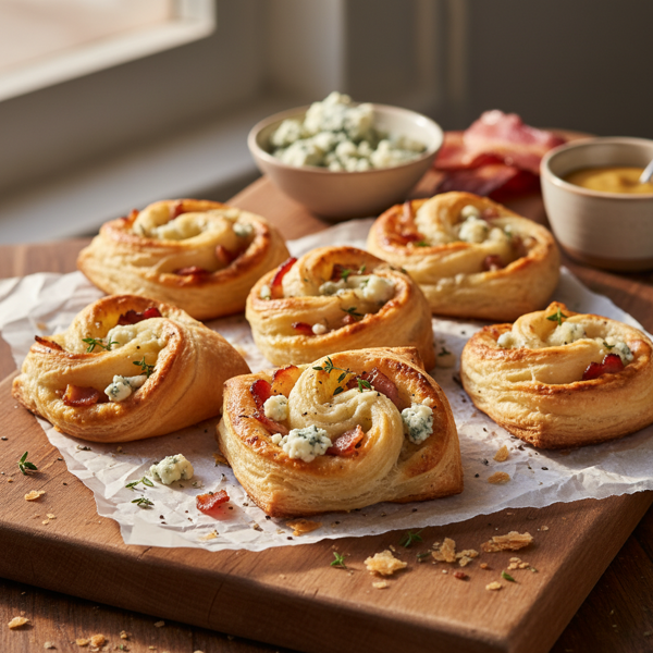 Savory Bacon & Blue Cheese Puff Pastries recipe