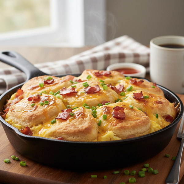 Savory Bacon & Cheese Breakfast Biscuit Bake recipe