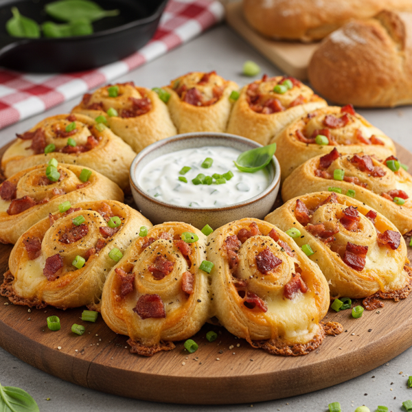 Savory Bacon & Cheese Crescent Pinwheels recipe