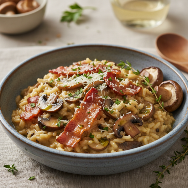 Savory Bacon & Mushroom Risotto recipe
