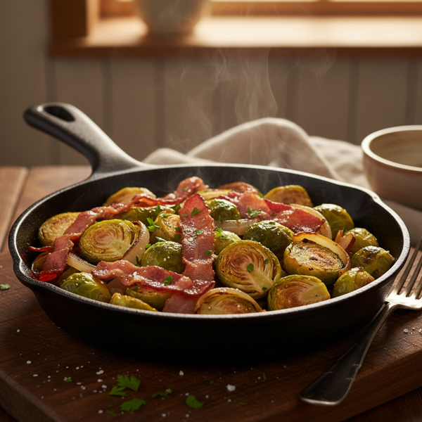 Savory Bacon & Onion Brussels Sprouts recipe