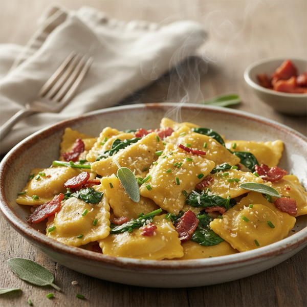 Savory Bacon & Spinach Ravioli Medley recipe