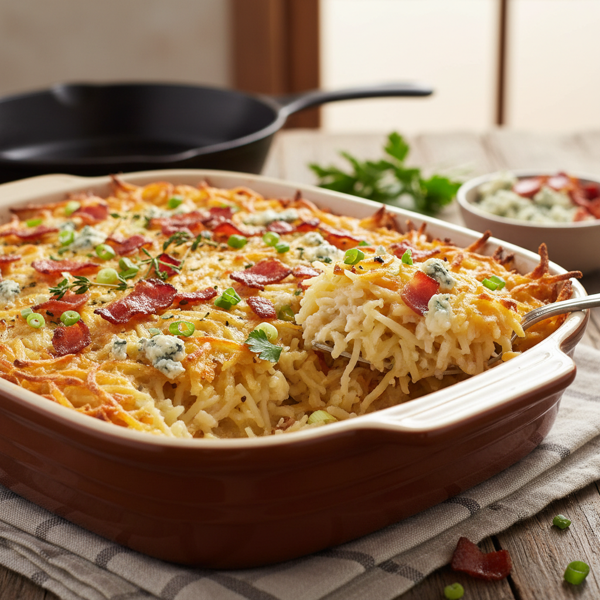 Savory Bacon and Blue Cheese Hash Brown Casserole recipe