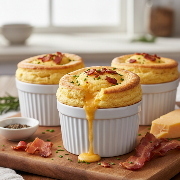 Savory Bacon and Cheddar Soufflés recipe