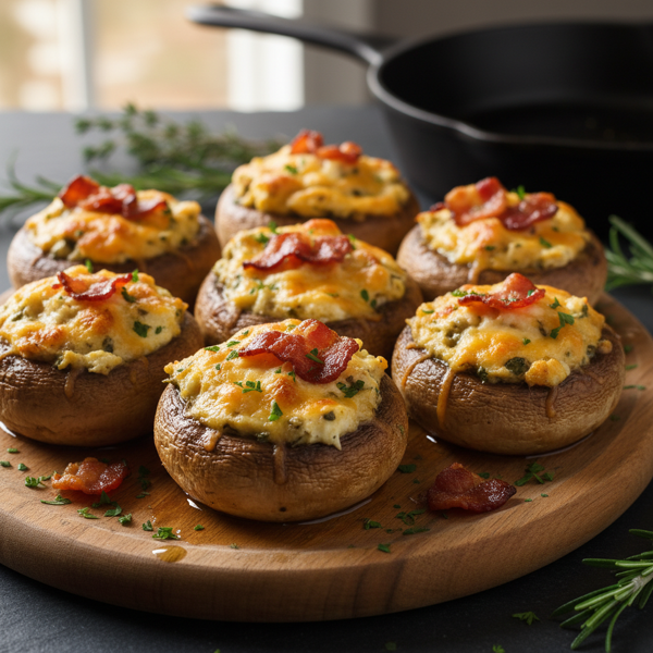 Savory Bacon and Cheese Stuffed Mushrooms recipe