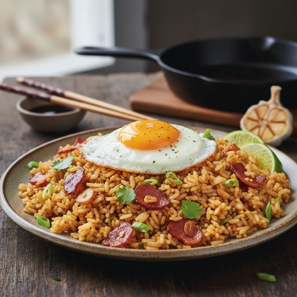 Savory Bacon and Garlic Fried Rice recipe