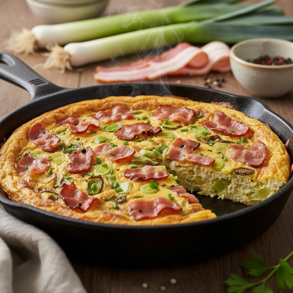 Savory Bacon and Leek Frittata recipe