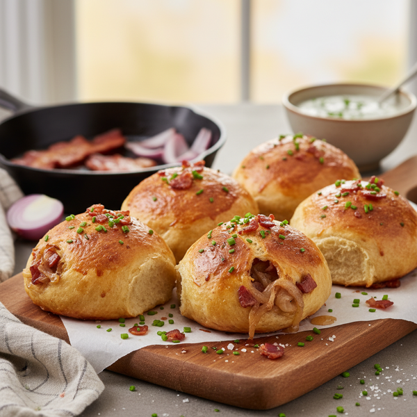 Savory Bacon and Onion Stuffed Buns recipe