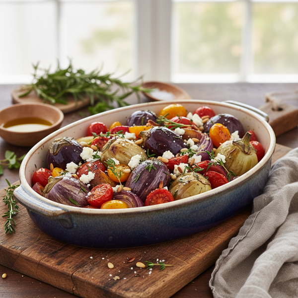 Savory Baked Baby Eggplant Medley recipe